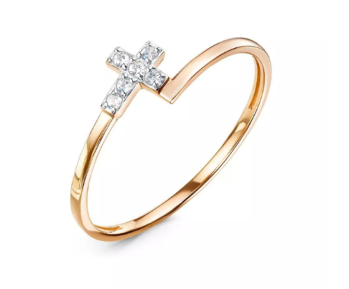 Золотое кольцо 585 пробы с фианитами