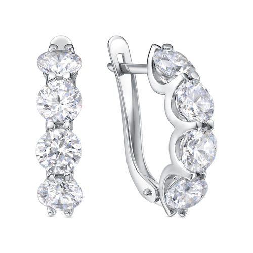 Серебряные серьги 925 пробы с фианитами