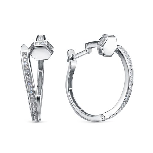 Серебряные серьги 925 пробы с фианитами