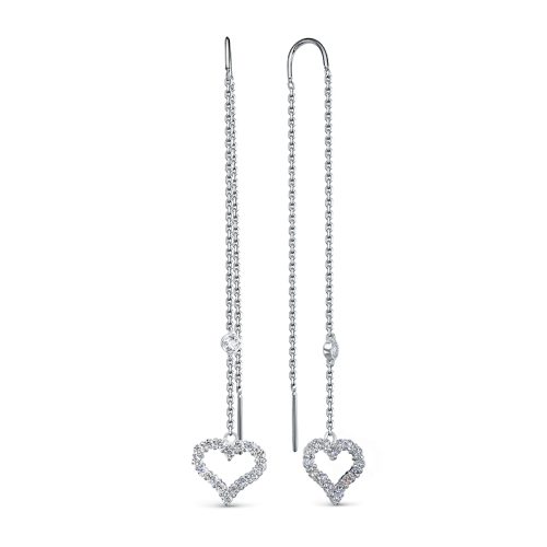 Серебряные серьги-продевки 925 пробы с фианитами