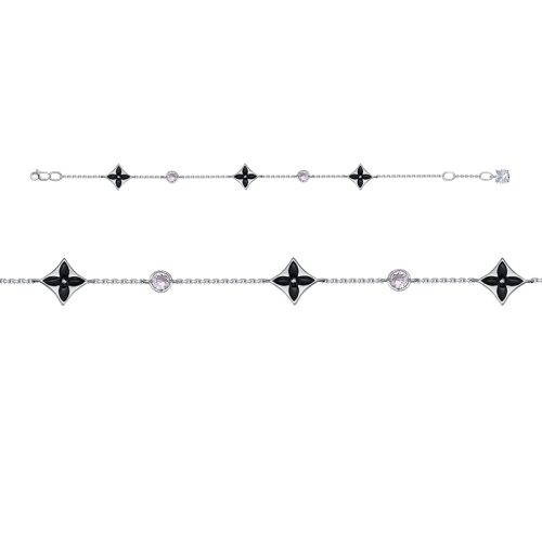 Серебряный браслет 925 пробы с фианитами и эмалью