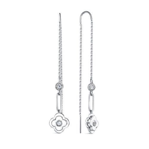 Серебряные серьги-продевки 925 пробы с фианитами