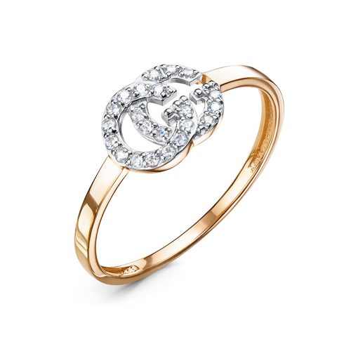 Золотое кольцо 585 пробы с фианитами