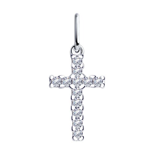 Серебряный крест 925 пробы с фианитами