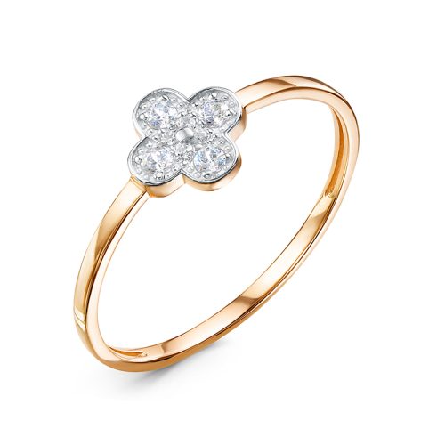 Золотое кольцо 585 пробы с фианитами