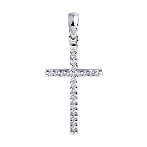 Серебряный крест 925 пробы с фианитами