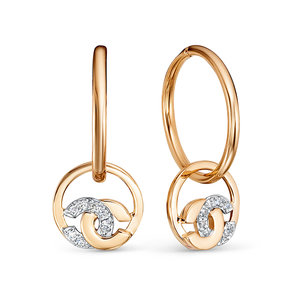 Золотые серьги 585 пробы с фианитами