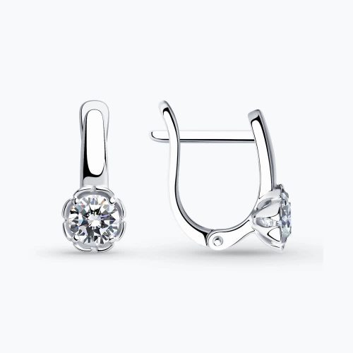 Серебряные серьги 925 пробы с фианитами