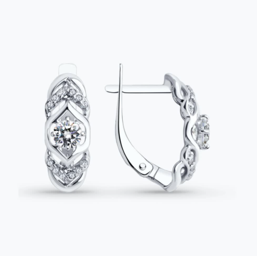 Серебряные серьги 925 пробы с фианитами
