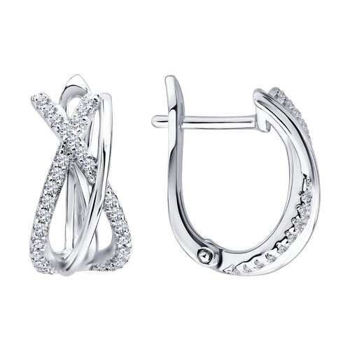 Серебряные серьги 925 пробы с фианитами