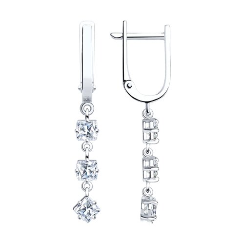 Серебряные серьги 925 пробы с фианитами
